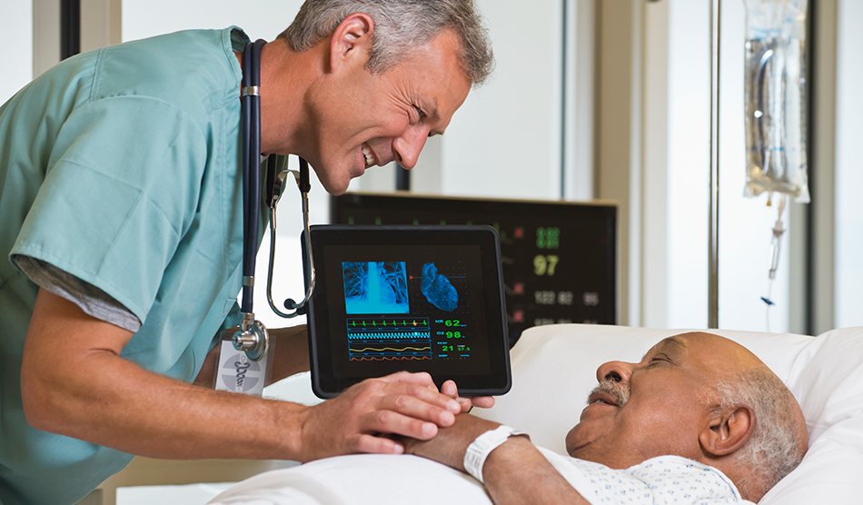 Local locums - Doctor speaking with elderly patient in hospital